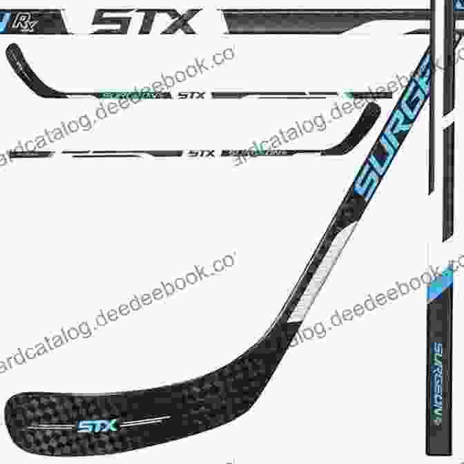A Composite Hockey Stick Resting On The Ice, With A Close Up View Of The Blade. On The Ice (Stick Side 1)