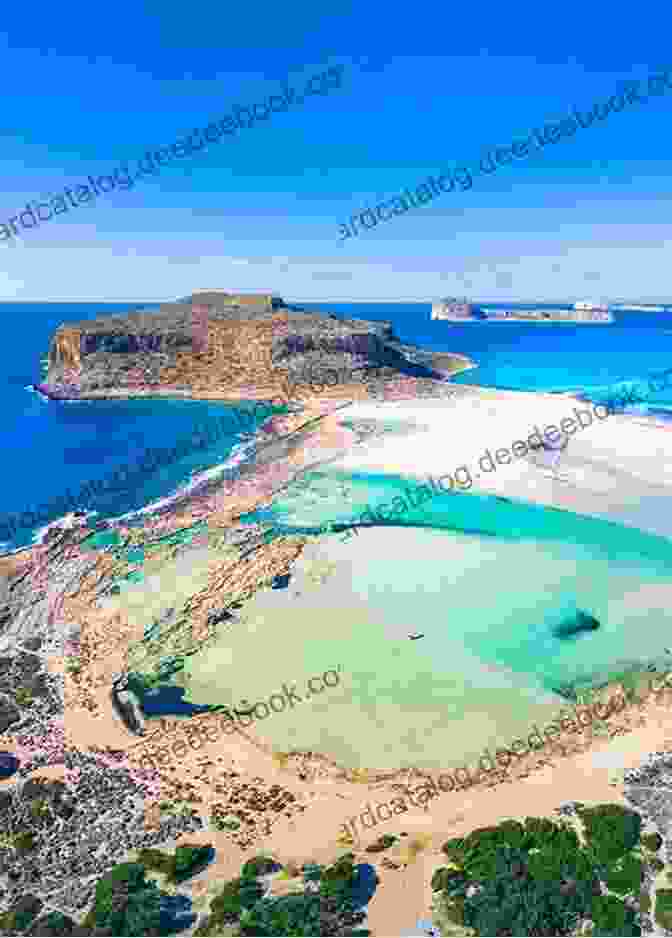Aerial View Of Balos Lagoon With Turquoise Waters, Pink Sand, And Gramvousa Island In The Distance Crete Greece Trip Ideas 10 Days In The West Of Crete By Bus