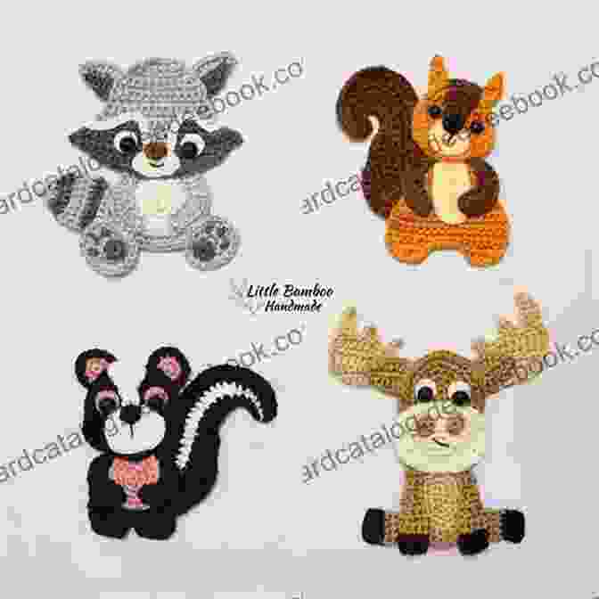 An Adorable Crochet Squirrel Applique With Intricate Details And Vibrant Colors On A Fabric Background Crochet Pattern: Squirrel Applique Homeartist Design
